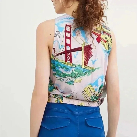 Anthropologie -  Tiny Postcard Wrap Top - Picture 2 of 9